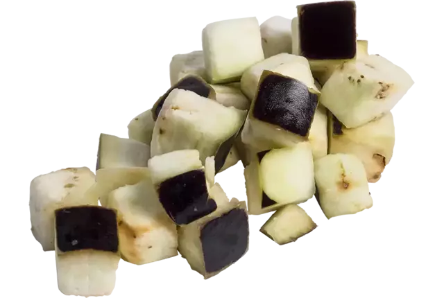 Aubergine brunoise 20mm bak 1kg kist 6 stuks